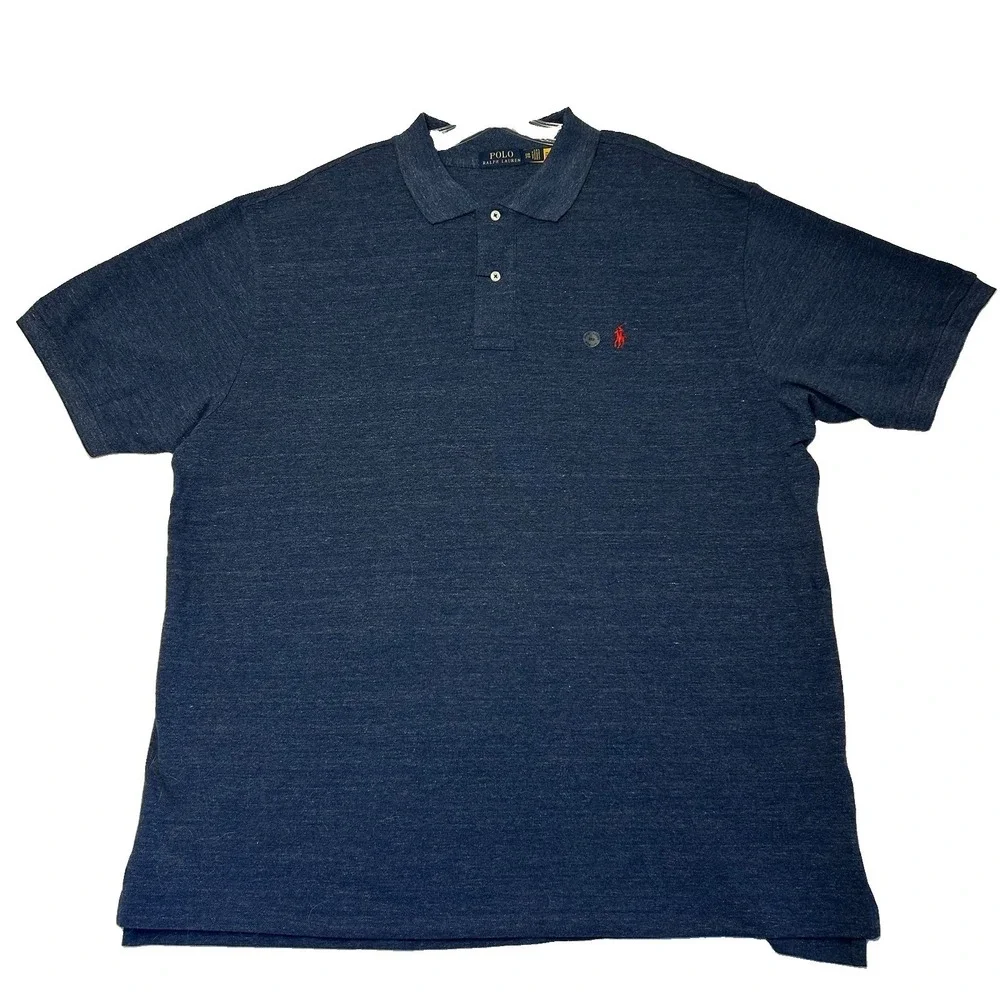 Polo Ralph Lauren Men Polo Shirt 2XB Big And Tall  XXL Cotton 2 Button Blue NWT